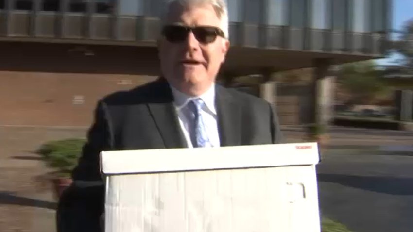 Former head of IBEW John 'Johnny Doc' Dougherty arrives in court on Monday.