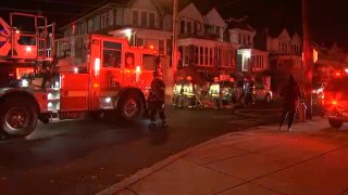 Firefighters respond to a fire in Philadelphia's Nicetown section on Tuesday morning.