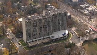 Aerial view of apartment along City Avenue