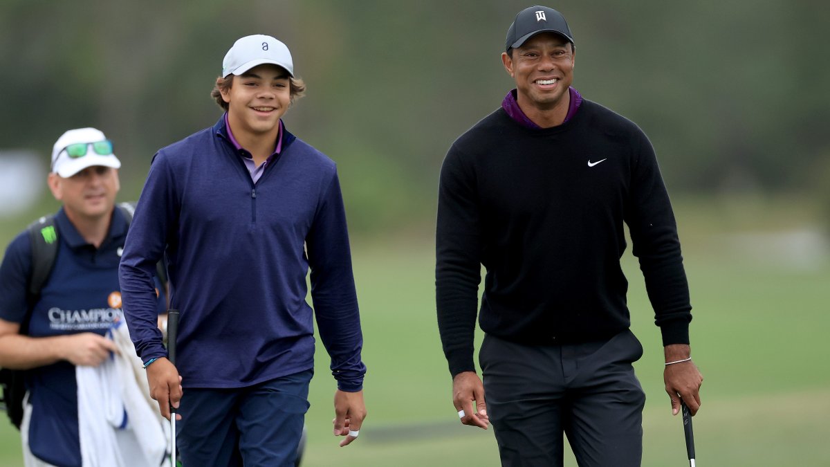 Tiger Woods and son four shots off the lead after first round of two-day  exhibition event