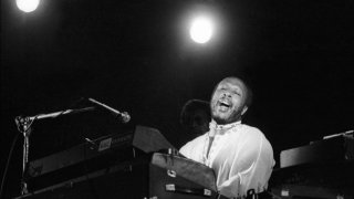 Jazz musician Les McCann performs in concert at the Newport Jazz Festival in 1974