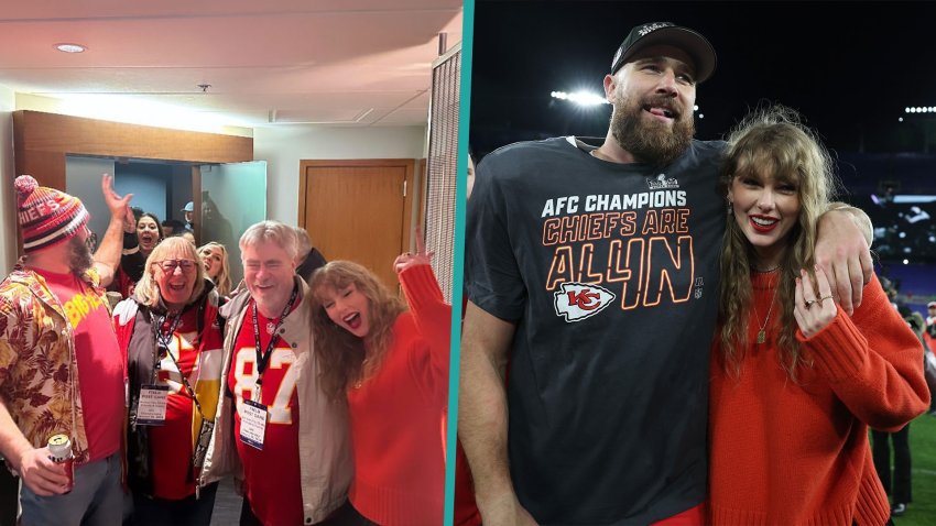 Taylor Swift parties with Travis Kelce's family as Chiefs head to Super Bowl