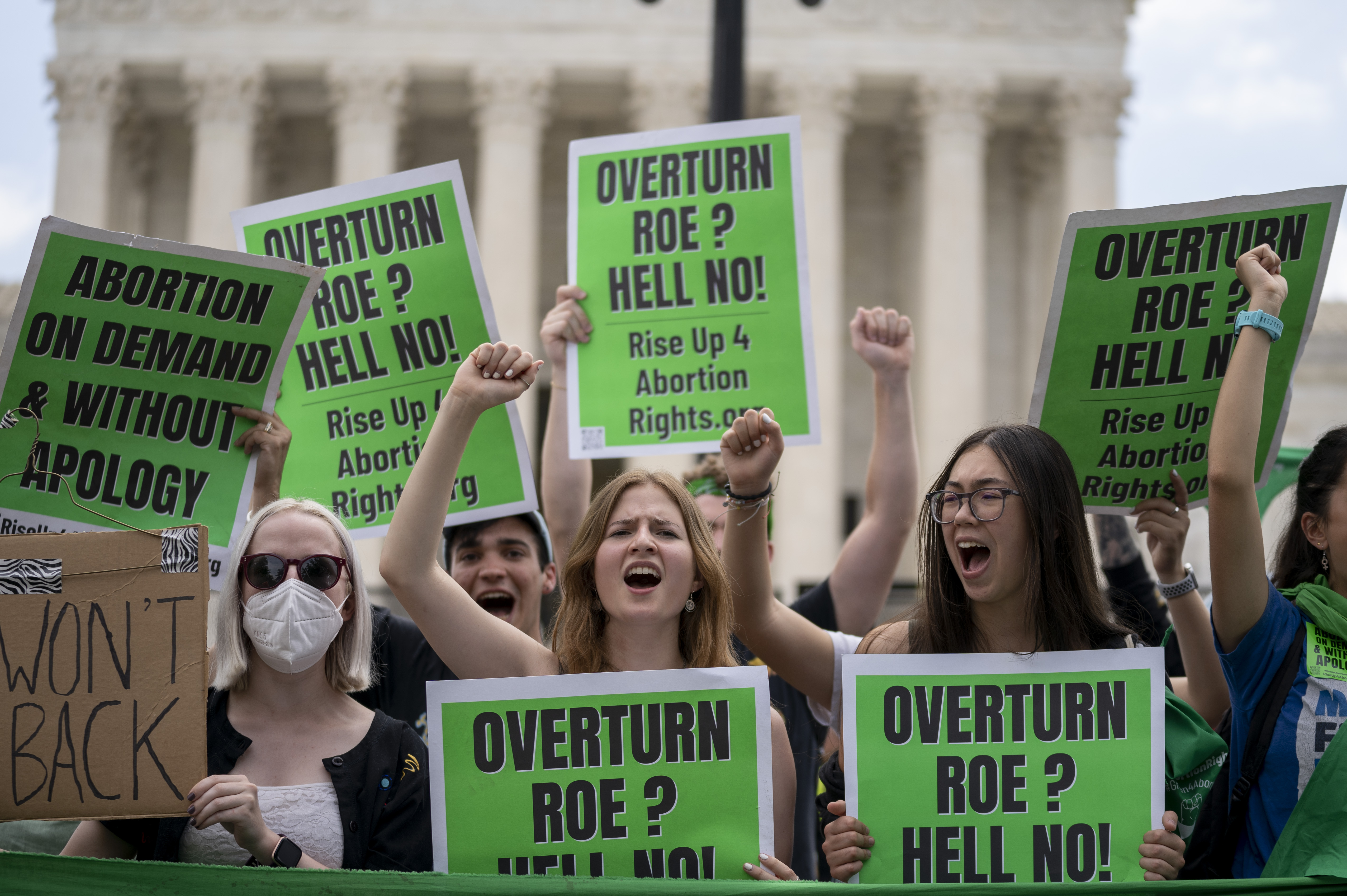 Abortion-rights protesters regroup and protest following Supreme Court's decision to overturn Roe v. Wade in Washington, June 24, 2022. There's action on abortion policy in rulings, legislatures, and campaigns for candidates and ballot measures on the 51st anniversary of Roe v. Wade. The 1973 ruling established the right to abortion across the U.S. But things have been in flux since the U.S. Supreme Court overturned it in 2022.   