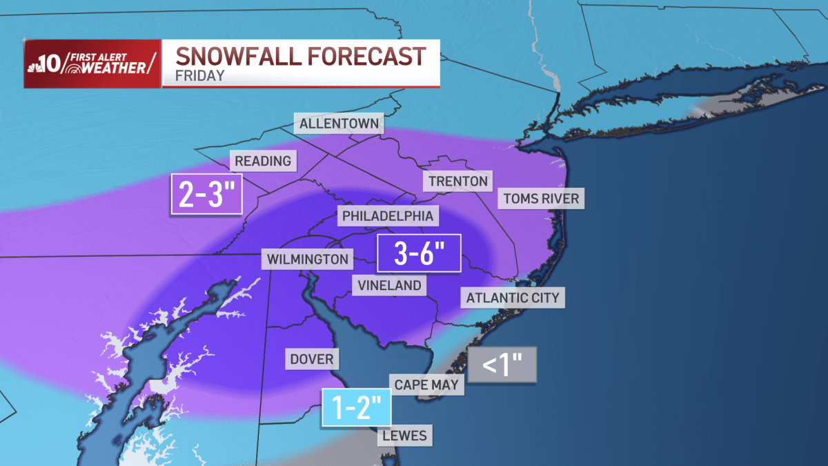 Friday snow in Philly, Pa., NJ. Get timing, totals – NBC10 Philadelphia