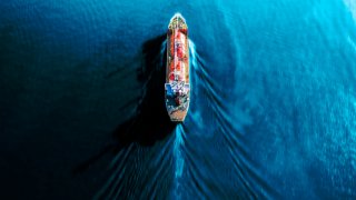 Aerial view of a tanker.