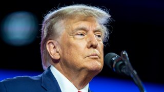 FILE - Former President Donald Trump speaks at the Conservative Political Action Conference, CPAC 2023, Saturday, March 4, 2023, at National Harbor in Oxon Hill, Md. A judge in London on Thursday, Feb. 1, 2024 threw out a lawsuit by former U.S. President Donald Trump accusing a former British spy of making “shocking and scandalous claims” that were false and harmed his reputation. Judge Karen Steyn said the case Trump filed against Orbis Business Intelligence should be dismissed.