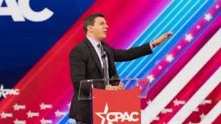 James OKeefe, former president of Project Veritas, speaks during the Conservative Political Action Conference (CPAC) in Orlando, Florida, U.S., on Thursday, Feb. 24, 2022. Launched in 1974, the Conservative Political Action Conference is the largest gathering of conservatives in the world.