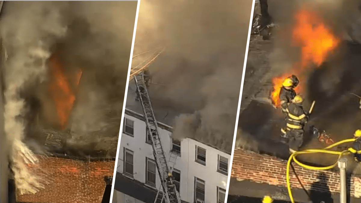 Firefighters are battling a 2-alarm fire in North Philly