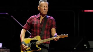 Bruce Springsteen plays his guitar on stage during his concert of Bruce Springsteen and The E Street Band World Tour 2024 performance Tuesday, March 19, 2024, in Phoenix.
