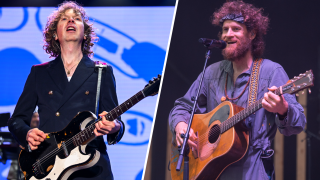 Split image shows musicians Beck and Chadwick Stokes of Dispatch.