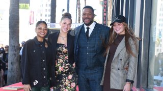 FILE - Tanita Strahan, Sophia Strahan, Michael Strahan, Isabella Strahan at the star ceremony where Michael Strahan is honored