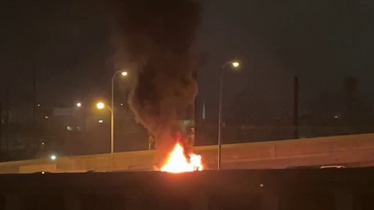 Car bursts into flames after crash on Schuylkill Expressway NBC10