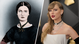 Emily Dickinson, left, and Taylor Swift, right.