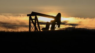 A view of oil-well in action during sunset at Elk Hills Oil Field as gas prices on the rise in California, United States on April 14, 2024. 