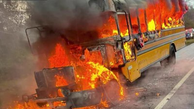 School bus catches on fire at the Jersey Shore