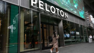 A Peloton Bike inside a showroom in New York, US, on Wednesday, Nov. 1, 2023. Peloton Interactive Inc. is scheduled to release earnings figures on November 2.