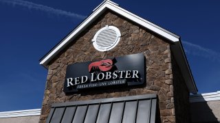 A sign is posted on the exterior of a Red Lobster restaurant on April 17, 2024 in Rohnert Park, California. 