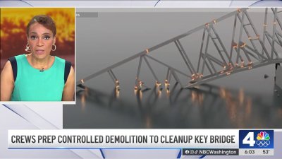 Controlled explosive demolition prepared for collapsed Baltimore Key bridge