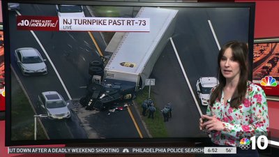 Truck flips over on NJ Turnpike, causes traffic delays
