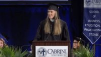 ‘You are not alone': Kylie Kelce addresses final graduating class at Cabrini University
