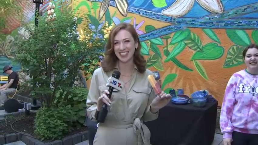 NBC10's Siobhan McGirl enjoying a preview of Roxborough Spring Fest.