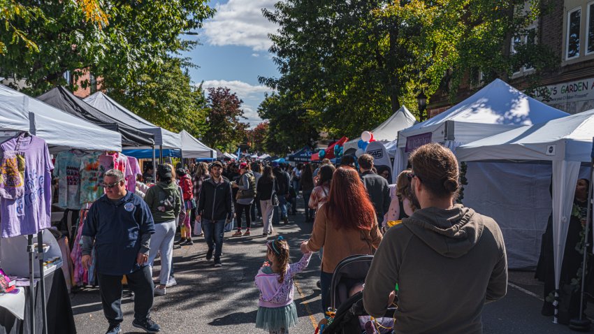 People walking along Ridge Ave for the annual Roxborough Spring Fest