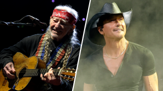 Willie Nelson and Tim McGraw in split image