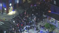 Pro-Palestinian protesters march through University City Friday night
