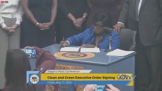 Philadelphia Mayor Cherelle Parker signing Clean and Green initiative