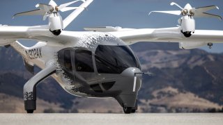 Midnight, an all-electric aircraft from company Archer Aviation, is seen at the Salinas Municipal Airport in Salinas, California, on Aug. 2, 2023.