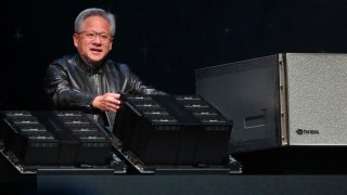 Nvidia CEO Jensen Huang delivers his keystone speech ahead of Computex 2024 in Taipei on June 2, 2024.