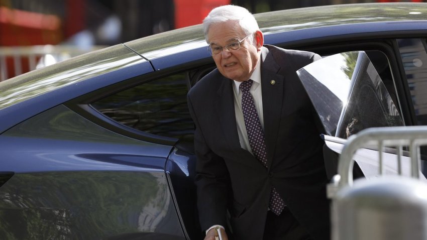 Sen. Bob Menendez, D-N.J., arrives at Manhattan federal court, Tuesday, May 14, 2024, in New York. The corruption trial of Sen. Bob Menendez has begun in Manhattan federal court. The 70-year-old Democrat is accused of accepting bribes of gold and cash to use his influence to aid three New Jersey businessmen. (AP Photo/Stefan Jeremiah)