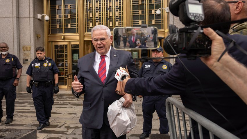 Sen. Robert Menendez, D-N.J., leaves Manhattan federal court, Thursday, June. 6, 2024, in New York.