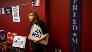 Nancy Fisher of Berks County attends the "Latino Americans for Trump" office opening in Reading, Pa., Wednesday, June 12, 2024.