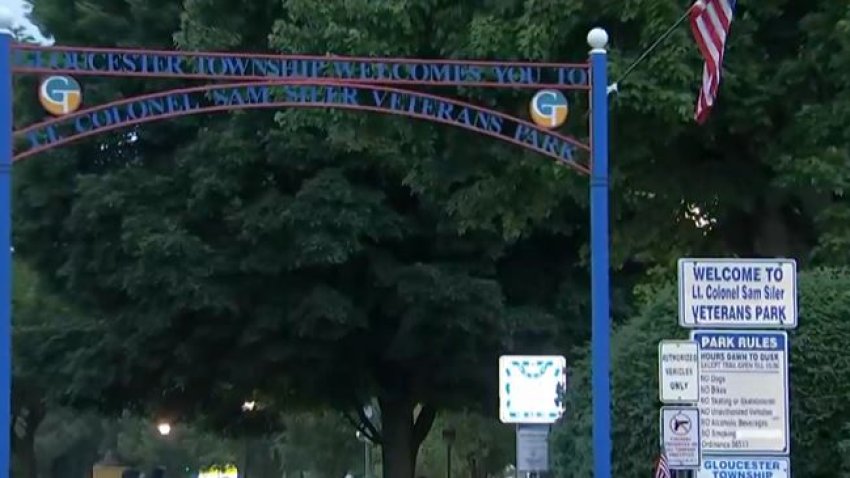 The archway at Veterans’ Memorial Park, along Chews Landing Road in Gloucester Township, NJ, A dozen people were arrested over the weekend after fights broke out at the annual Gloucester Township Day event,