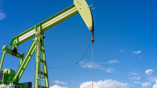 An oil pump jack is shown in a field on June 27, 2024 in Stanton, Texas. 