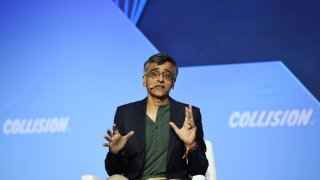 Sridhar Ramaswamy, CEO of Snowflake and formerly co-founder and CEO of startup Neeva, speaks at the Collision conference in Toronto on June 21, 2022.