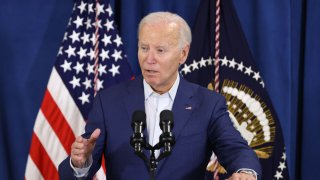 President Joe Biden speaks after his Republican opponent Donald Trump was injured following a shooting at an election rally in Pennsylvania, at the Rehoboth Beach Police Department, in Rehoboth Beach, Delaware, July 13, 2024.