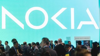 BARCELONA, SPAIN – FEBRUARY 26: A logo sits illuminated at the Nokia booth in the Mobile World Congress 2024 on February 26, 2024 in Barcelona, Spain. (Photo by Xavi Torrent/Getty Images)