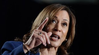 US Vice President and Democratic Presidential candidate Kamala Harris speaks at West Allis Central High School during her first campaign rally in Milwaukee, Wisconsin, on July 23, 2024. 