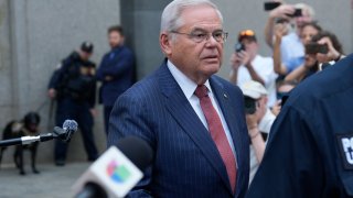 Sen. Bob Menendez, D-N.J., leaves federal court in New York, Tuesday, July 16, 2024.