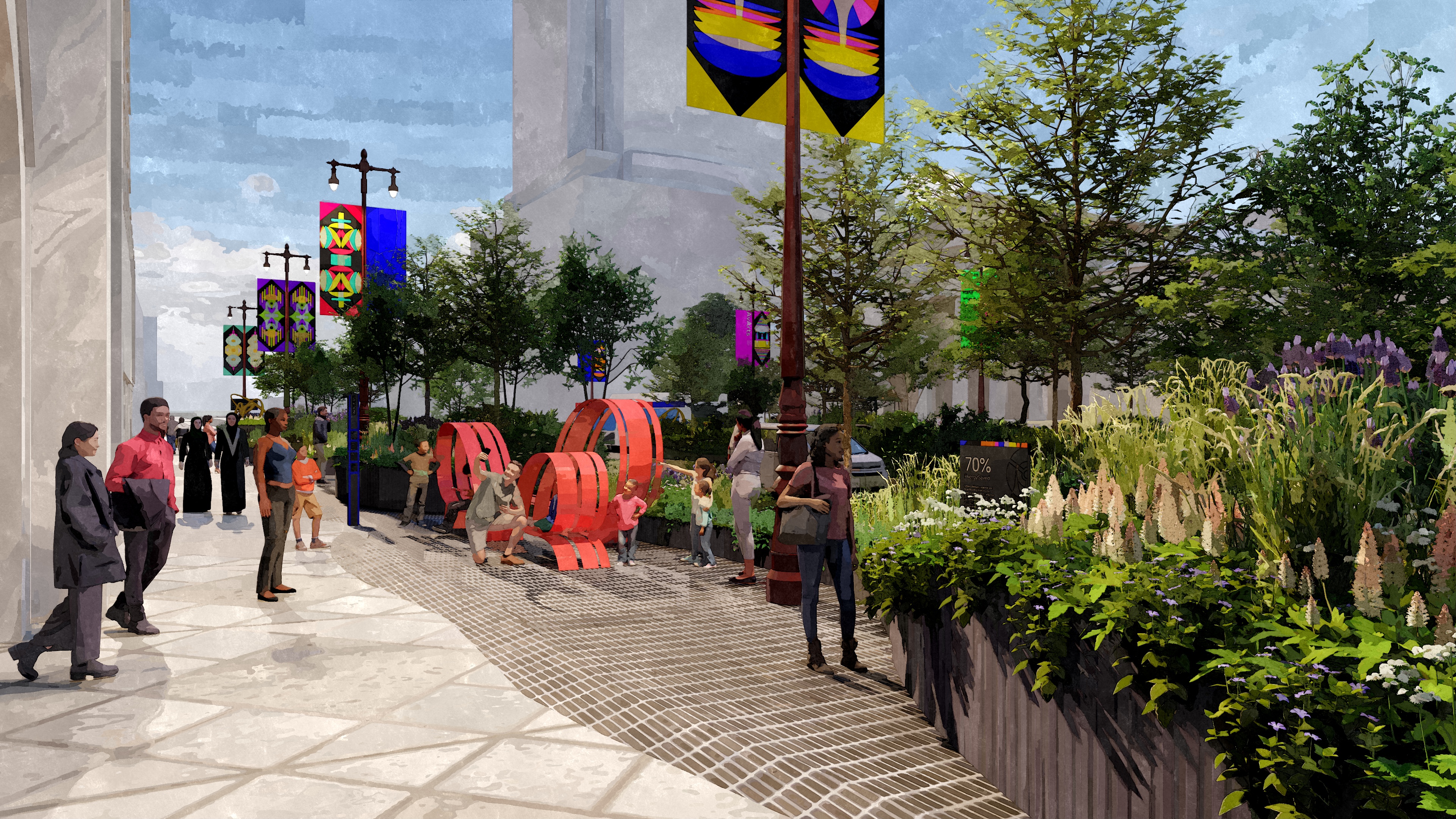 Artist's rendering shows vision to transform part of Philadelphia's Avenue of the Arts.
