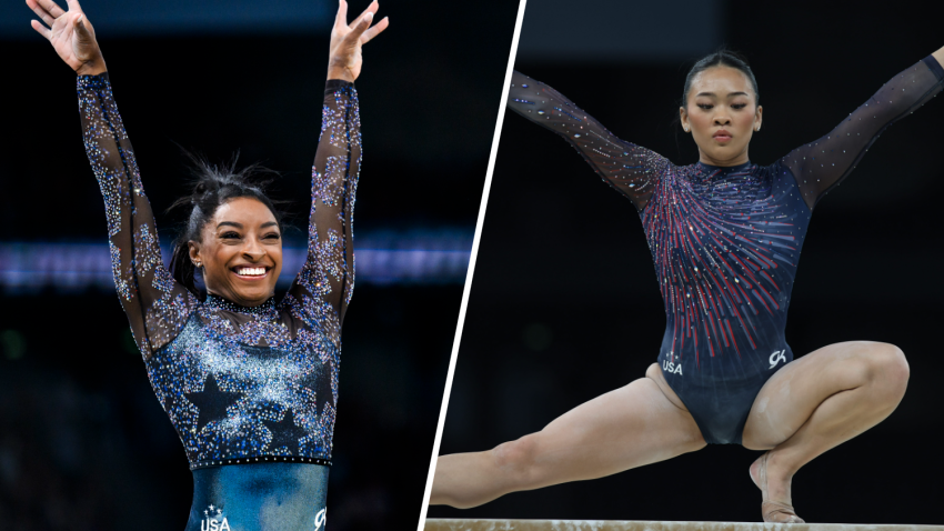 Simone Biles and Suni Lee collage