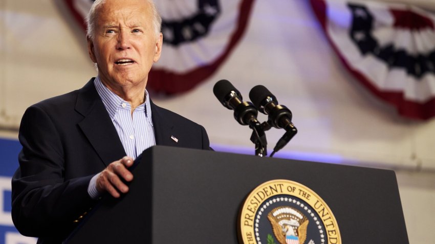 US President Joe Biden during a campaign event in Madison, Wisconsin, US, on Friday, July 5, 2024. Biden declared he was staying in the presidential race and denounced efforts to push him out during a visit to swing-state Wisconsin, kicking off a furious effort to restore the faith of voters, donors and party officials deeply skeptical of his fitness for office.