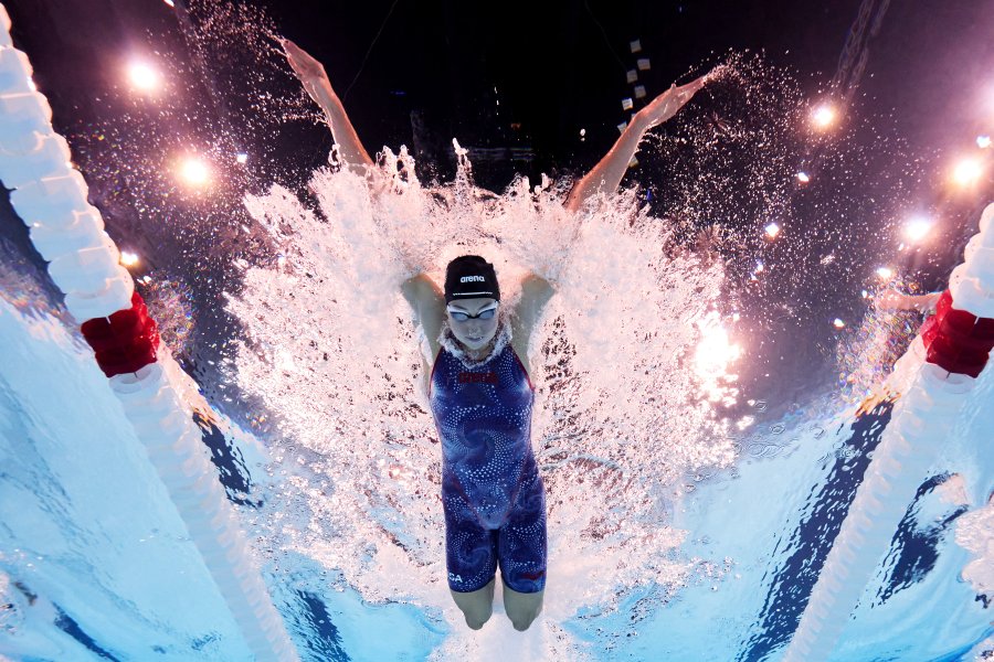 Gretchen Walsh of Team USA competes in the Women’s 100m Butterfly Final