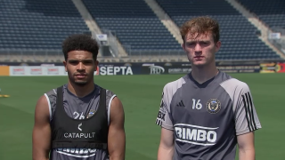 Jack McGlynn and Nate Harriel of the Philadelphia Union