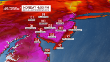 Map shows excessive heat in Philadelphia region for July 15, 2024.