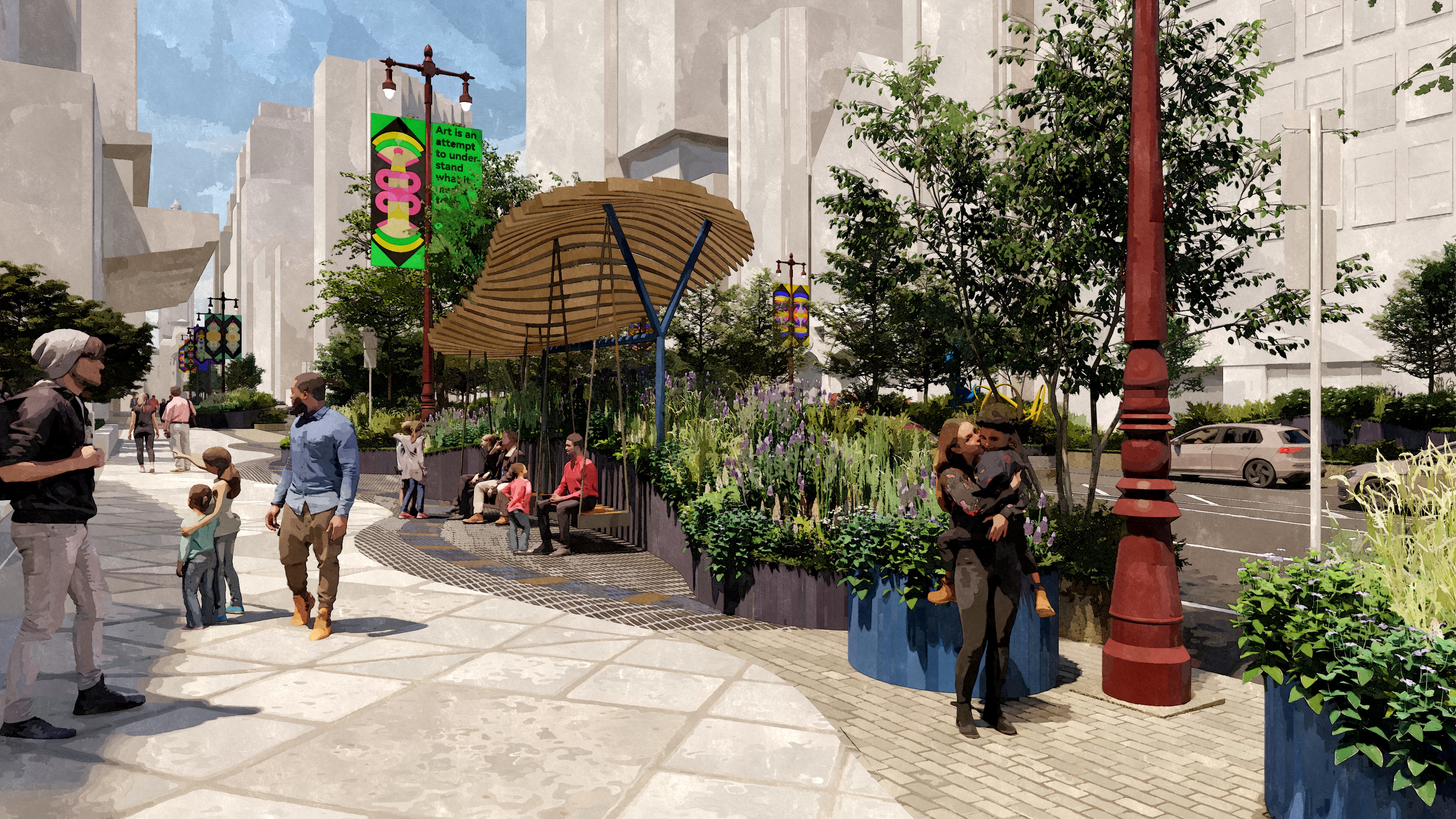 Artist's rendering shows vision to transform part of Philadelphia's Avenue of the Arts.