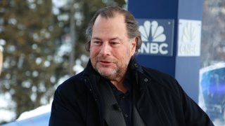 Marc Benioff, co-founder, chairman and CEO Salesforce, speaking with CNBC’s Sara Eisen at the World Economic Forum Annual Meeting in Davos, Switzerland on Jan. 17th, 2024.