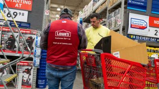 People shop at a Lowe’s store in Brooklyn on February 27, 2024 in New York City. 